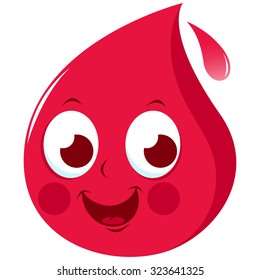 Cartoon Blood Drop Character. Vector Illustration