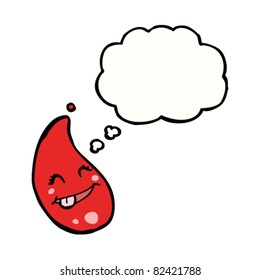 cartoon blood drop with thought bubble