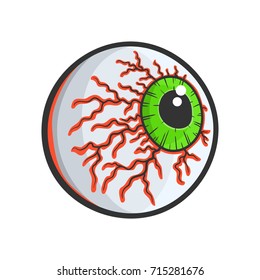 cartoon bloody eyeball, halloween concept, vector illustration