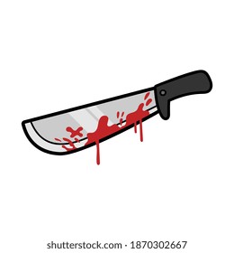 Cartoon Bloody Machete Knife Illustration