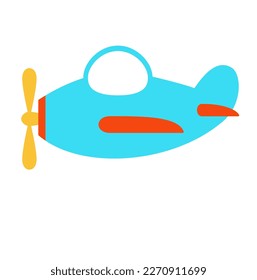 Cartoon Blue Airplane Vector. Cute.