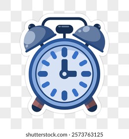 cartoon blue alarm clock on white sticker