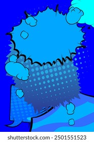 Cartoon blue background, comic book backdrop. Retro vector comics pop art design.