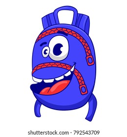 cartoon blue backpack vector illustration