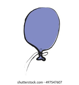 cartoon blue balloon, vector illustration icon