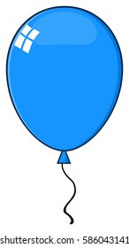 Cartoon Blue Balloon. Vector Illustration Isolated On White Background