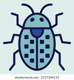 Ilustración vectorial de escarabajo azul de la historieta con diseño limpio y moderno