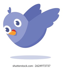 Cartoon blue bird flying with its wings spread out, evoking joy and freedom