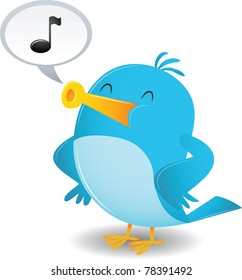 Cartoon Blue Bird Sing