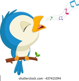 cartoon blue bird singing