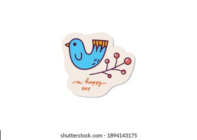 Cartoon blue bird sticker design