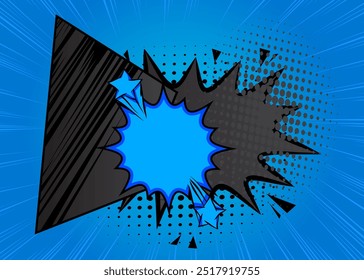 Cartoon Blue and Black background, histórias em quadrinhos. Quadrinhos vetoriais retrô com design de arte pop.