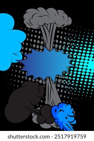 Cartoon Blue and Black background, comic book backdrop. Retro vector comics pop art design.