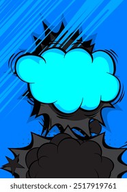 Cartoon Blue and Black background, comic book backdrop. Retro vector comics pop art design.