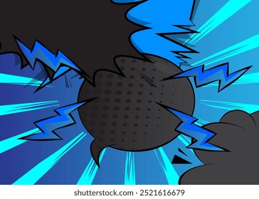 Cartoon Blue and Black background, comic book backdrop. Retro vector comics pop art design.