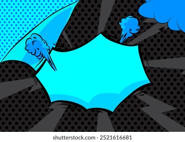 Cartoon Blue and Black background, comic book backdrop. Retro vector comics pop art design.