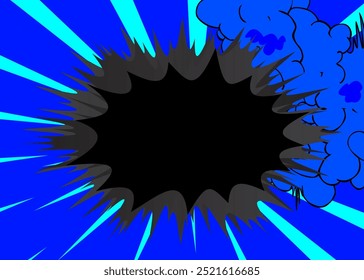 Cartoon blauer und schwarzer Hintergrund, Comic-Hintergrund. Retro Vektor Comics Pop Art Design.