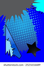 Cartoon Blue and Black background, histórias em quadrinhos. Quadrinhos vetoriais retrô com design de arte pop.