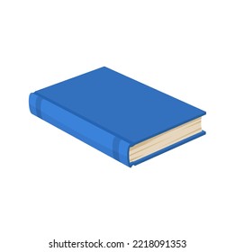 Cartoon blue book in hardcover, bestseller or modern literature. Vector bibliography paper information. Back to school symbol, textbook closed book