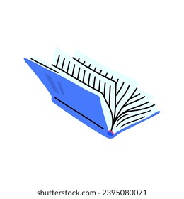 Cartoon Blue Book Open View Concept Flat Design Style Isolated on a White Background. Vector illustration