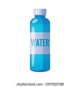 Cartoon blue bottle of water with cap icon on white background vector illustration