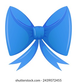 Cartoon blue bow isolated on white background