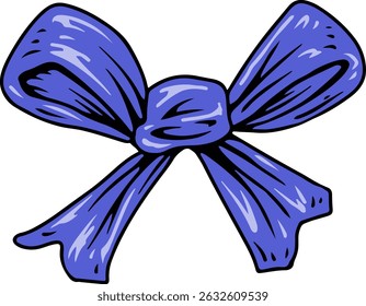 Cartoon Blue Bow Ribbon Cute