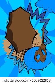 Cartoon blue and brown background, comic book backdrop. Retro vector comics pop art design.