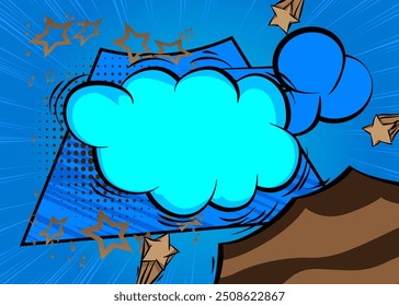 Cartoon blue and brown background, comic book backdrop. Retro vector comics pop art design.