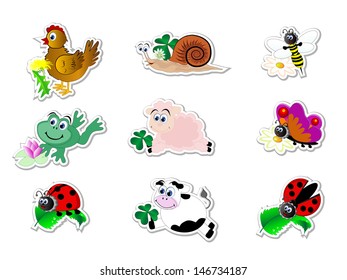 Cartoon blue cloud banners as a stickers