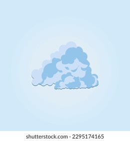Cartoon blue cloud isolated with transparent background