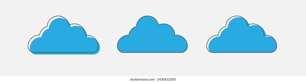 Cartoon blue clouds icon set