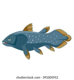 Cartoon Blue Coelacanth