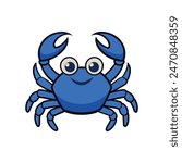 Cartoon blue crab logo. Isolated blue crab on a white background. vector illustration 