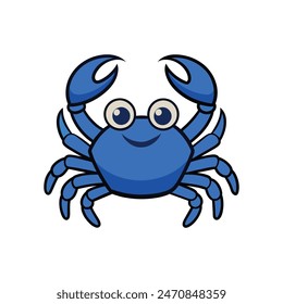 Cartoon blue crab logo. Isolated blue crab on a white background. vector illustration 