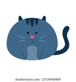Elemento de diseño plano de gato lindo azul de dibujos animados