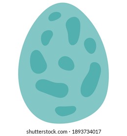 Cartoon blue dinosaur egg, chicken, quail. Isolated object. Children's vector illustration. Drawn by hands. It can be used to decorate a children's party, children's clothing, bed linen, notebooks.