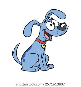 Cartoon Blue Dog with Floppy Ears Ready for Fun