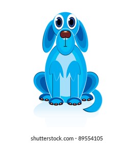 Cartoon Blue Dog. Illustration on white background for design