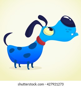 Cartoon Blue Dog. Vector illustration on white background for design