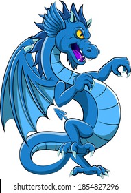 The cartoon of the blue dragon with the good illustration full of color 