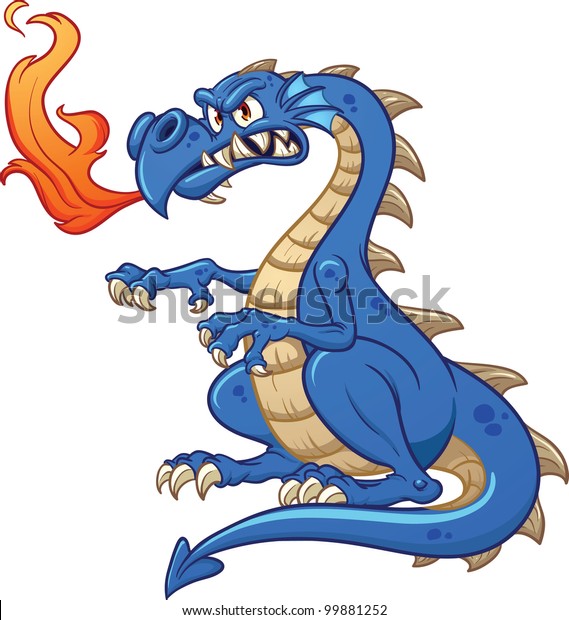 Cartoon Blue Dragon Vector Illustration Simple Stock Vector (Royalty ...