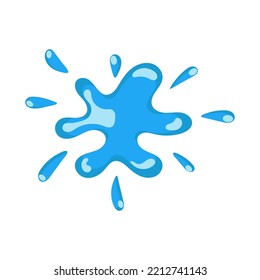 Cartoon blue dripping water drop and liquid icon. Shape water is splashing, flowing and water droplet. Clean and fresh aqua and wet bubble. Flowing dew vector illustration