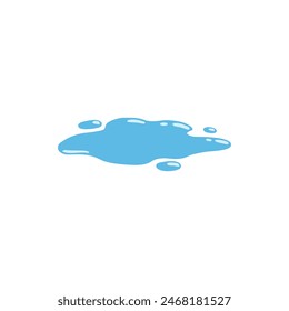 Dibujos animados azul goteo gota de agua, salpicadura, rociado y lágrima. Flujo de líquido, onda, arroyo y charco. Vector de forma de movimiento de agua de Naturaleza. Ilustración de la gota de agua de lluvia, salpicadura líquida en el fondo blanco