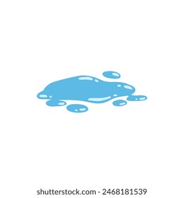 Dibujos animados azul goteo gota de agua, salpicadura, rociado y lágrima. Flujo de líquido, onda, arroyo y charco. Vector de forma de movimiento de agua de Naturaleza. Ilustración de la gota de agua de lluvia, salpicadura líquida en el fondo blanco