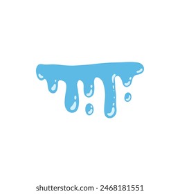 Cartoon blue dripping water drop, splash, spray and tear. Liquid flow, wave, stream and puddle. Nature water motion shape vector. Illustration of rain water drop, liquid splash on white background