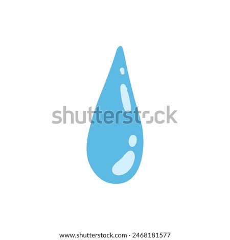 Cartoon blue dripping water drop, splash, spray and tear. Liquid flow, wave, stream and puddle. Nature water motion shape vector. Illustration of rain water drop, liquid splash on white background