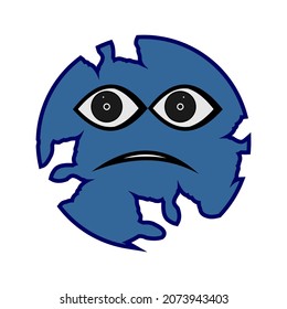 cartoon blue earth with sad or sad faces The image is saved in high resolution in eps file format