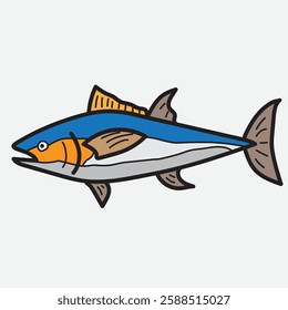 Cartoon Blue fin tuna Fish Illustration