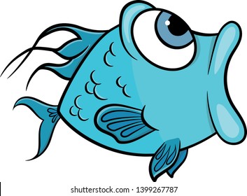 cartoon blue fish with open mouth on a white background vector